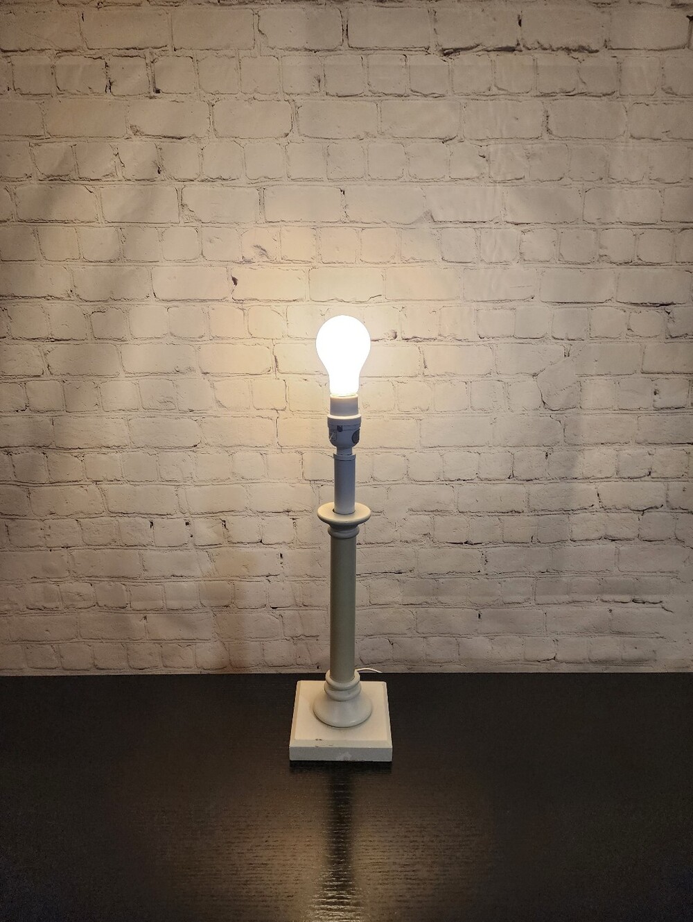 Beige Portable 21" Electric Table Lamp with 5" Square Wooden Base & 5' cord